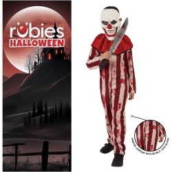 Rubies - Costume Clown a righe insanguinato per ragazzi, Tuta e maschera, Tg. TW (11/15 anni), S8645-TW