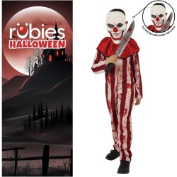 Rubies - Costume Clown a righe insanguinato per ragazzi, Tuta e maschera, Tg. TW (11/15 anni), S8645-TW
