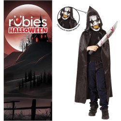 Rubies - Costume da clown pazzo con cappuccio e maschera Tg. L Bambino (8/10 anni), S8664-L