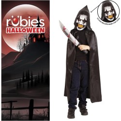 Rubies - Costume da clown pazzo con cappuccio e maschera Tg. L Bambino (8/10 anni), S8664-L
