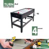 Sport1 - Supertavolo 4in1 girevole. Tavolo multigioco indoor: calcetto, ping pong, hockey, biliardo. Completo di accessori: ast