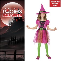 Rubies - Vestito Strega Rosa Superstar Tg. L (8/10 anni), Costumi Bambine e ragazze, S8631-L