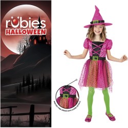 Rubies - Vestito Strega Rosa Superstar Tg. L (8/10 anni), Costumi Bambine e ragazze, S8631-L