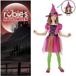 Rubies - Vestito Strega Rosa Superstar Tg. M (5/7 anni), Costumi Bambine e ragazze, S8631-M