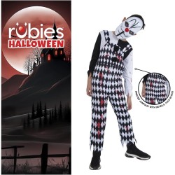 Rubies - Costume da Arlecchino Insanguinato per bambini, Jumpsuit sanguinoso con maglietta e maschera, Tg. TW (11/15 anni), S86