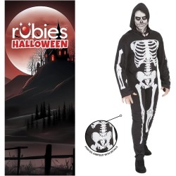 Rubies - Costume da Scheletro adulti, Tuta stampata con cappuccio, S8333