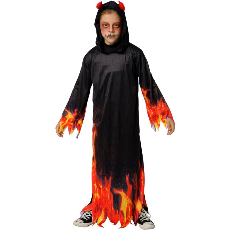 Rubies - Costume Da Diavolo per bambini, Tuta con cappuccio con stampa ufficiale, Tg. L (8/10 anni), S8873-L