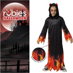 Rubies - Costume Da Diavolo per bambini, Tuta con cappuccio con stampa ufficiale, Tg. L (8/10 anni), S8873-L