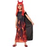 Rubies - Costume Diavolessa infuocata per bambina, Vestito, mantello e cerchietto, Tg. XS (5/6 anni), S8969-XS