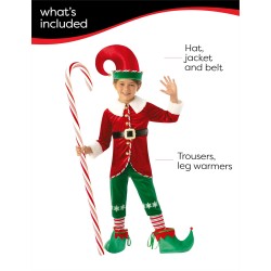 Rubies - Costume Elfo Boy Deluxe per bambini, giacca con pantaloni, Tg.S (7/8 anni), S9111-S