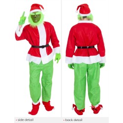 Rubies - Costume da Grinch per adulto, giacca con pantaloni e cintura, copristivali, guanti, cappello e maschera, Tg.M, S9115-M