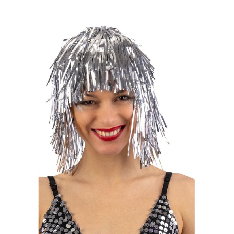 Carnival Toys - Parrucca metallizzata argento in busta, 02141