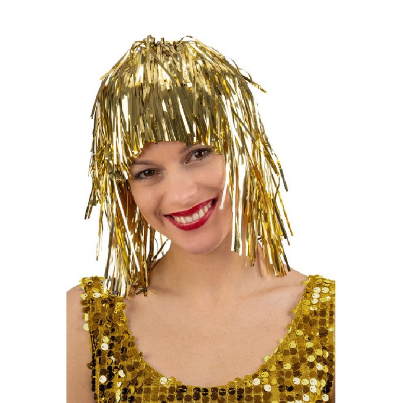 Carnival Toys - Parrucca metallizzata oro in busta, 02142