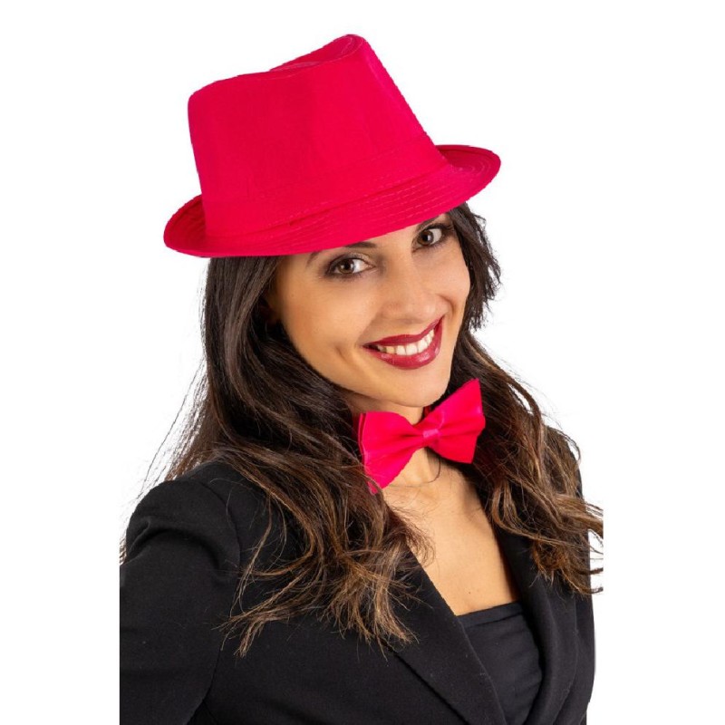 Carnival Toys - Cappello gangster rosa fluo in tessuto, 03742