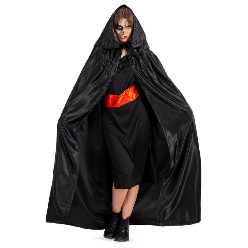Carnival Toys - Mantello in raso nero con cappuccio l.cm.130 ca., 29223