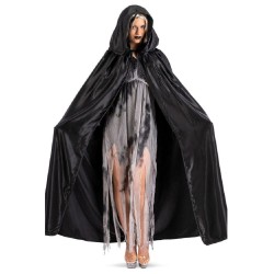 Carnival Toys - Mantello in raso nero con cappuccio l.cm.130 ca., 29223
