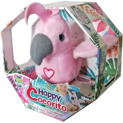 YesToys Happy Cocorito Rosso o Rosa – Peluche parlante interattivo con suoni, canzoni e ali che si muovono – Pappagallo peluche