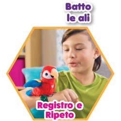 YesToys Happy Cocorito Rosso o Rosa – Peluche parlante interattivo con suoni, canzoni e ali che si muovono – Pappagallo peluche