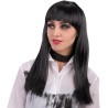 Carnival Toys - Parrucca Lunga Liscia con Frangia, Nero, Taglia Unica, 02568