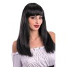 Carnival Toys - Parrucca Lunga Liscia con Frangia, Nero, Taglia Unica, 02568