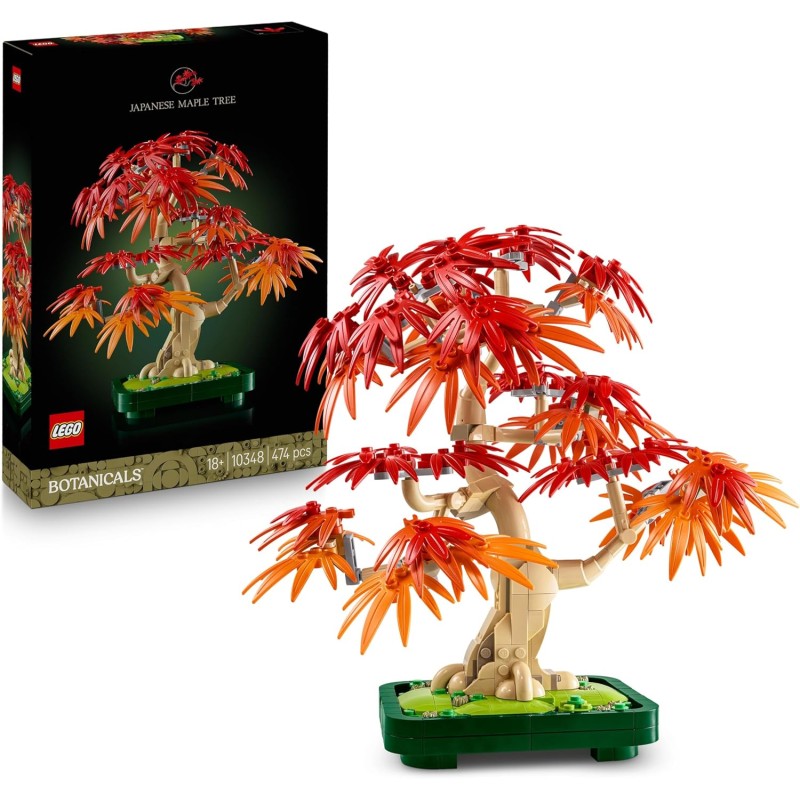 LEGO 10348 Botanicals Bonsai di Acero Rosso Giapponese - Set di Piante Artificiali con Foglie Rosse e Arancio Finte e Vaso Cost