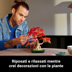 LEGO 10348 Botanicals Bonsai di Acero Rosso Giapponese - Set di Piante Artificiali con Foglie Rosse e Arancio Finte e Vaso Cost