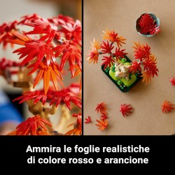 LEGO 10348 Botanicals Bonsai di Acero Rosso Giapponese - Set di Piante Artificiali con Foglie Rosse e Arancio Finte e Vaso Cost