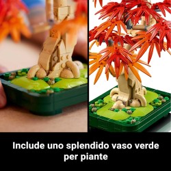 LEGO 10348 Botanicals Bonsai di Acero Rosso Giapponese - Set di Piante Artificiali con Foglie Rosse e Arancio Finte e Vaso Cost