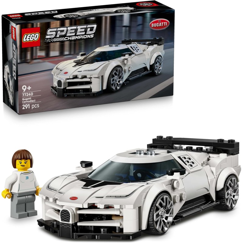 LEGO 77240 Speed Champions Hyper Sports Car Bugatti Centodieci - Modellino di Auto con Minifigure del Pilota - Macchina Giocatt