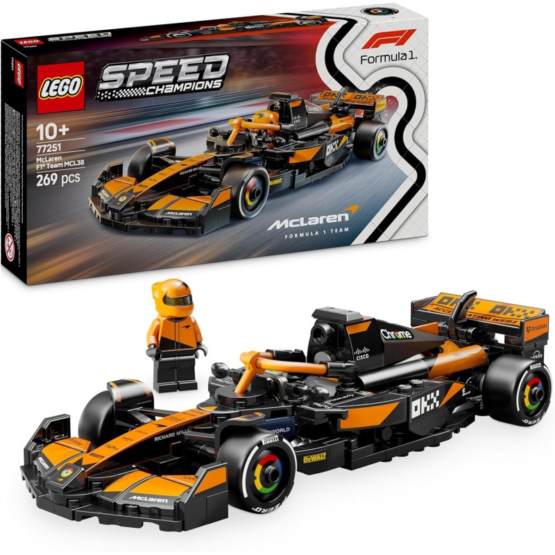LEGO 77251 Speed Champions Auto da Corsa McLaren F1 Team MCL38 Macchina Giocattolo da Collezione con Minifigure del Pilota