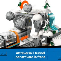 LEGO 60470 City Treno Espresso Artico degli Esploratori - Treno Giocattolo Telecomandato con Spazzaneve, Gru, 22 Binari, 6 Mini