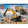 LEGO 60420 City Escavatore da Cantiere Giallo, Veicolo Giocattolo da Cantiere con Funzioni Reali e 3 Minifigure (Operaio, Opera