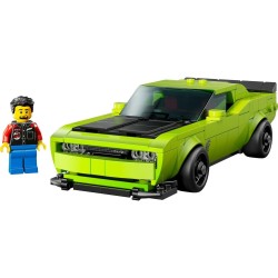 LEGO 77237 Speed Champions Sports Car Dodge Challenger SRT Hellcat - Modellino di Auto da Corsa con Minifigure del Pilota