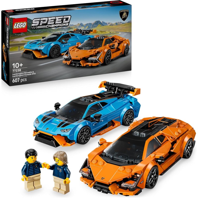 LEGO 77238 Speed Champions Lamborghini Revuelto e Huracán STO - Modellini di Auto da Corsa - Macchine Giocattolo con 2 Minifigu