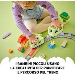 LEGO 10427 DUPLO Treno d’Avventura Interattivo - Giochi Didattici - con 14 Binari, Mattoncini Multifunzione con Suoni e 4 Perso