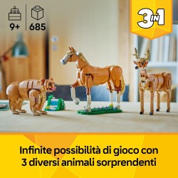 LEGO 31166 Creator 3 in 1 Cavallo Meraviglioso - Giocattolo con Animale Trasformabile in Orso o in Modello di Cervo Snodabile