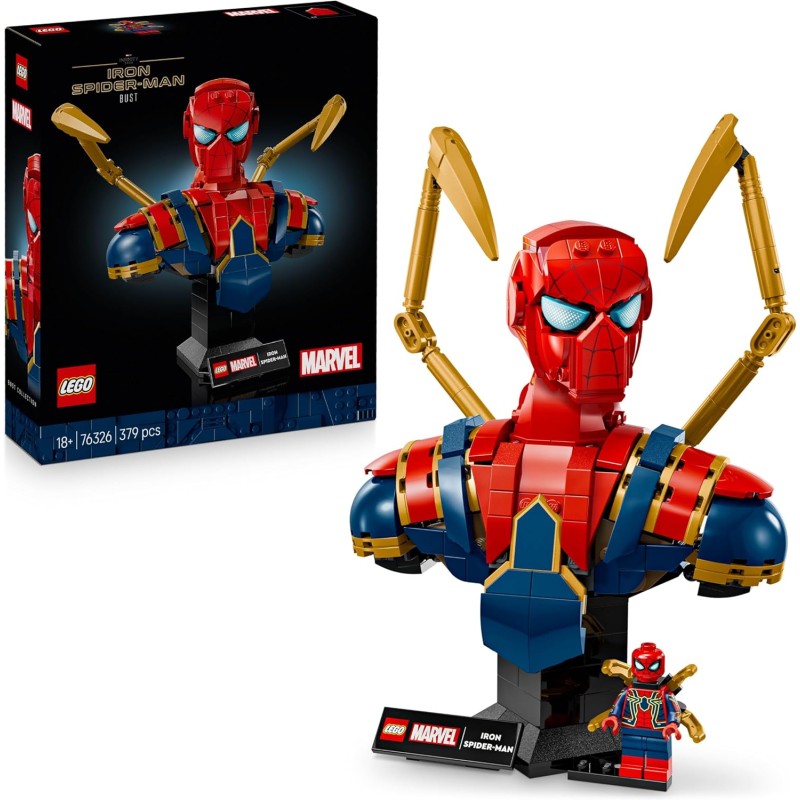 LEGO 76326 | Marvel Busto di Iron Spider-Man - Modellino da Esposizione per Adulti con 2 Braccia Mobili, Testa Girevole e Minif
