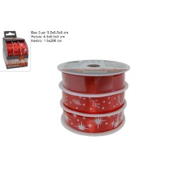 Nastro Raso 1,5 x 200 cm - Set 3 pezzi colore Rosso