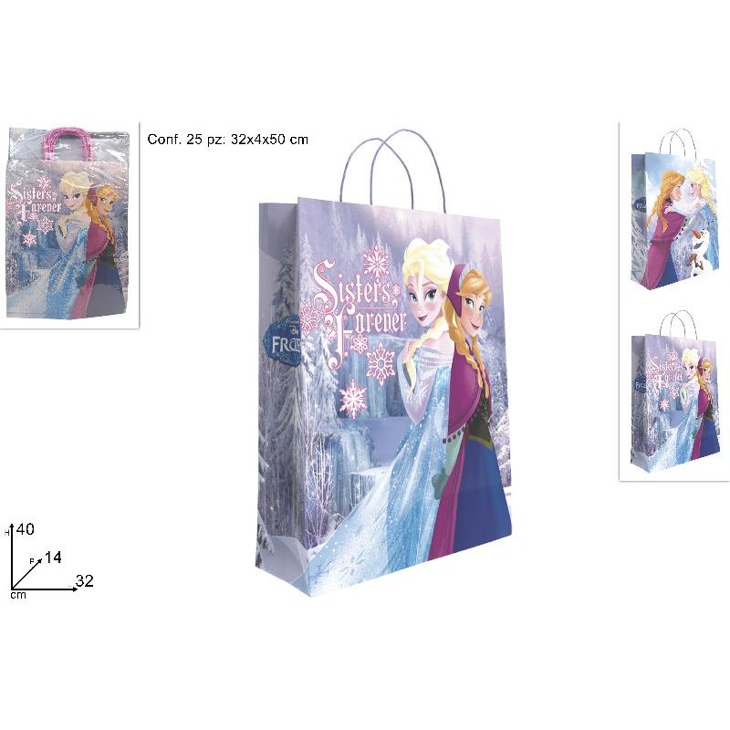 Busta Frozen 32 x 14 x 40 cm Sacchetto regalo double face