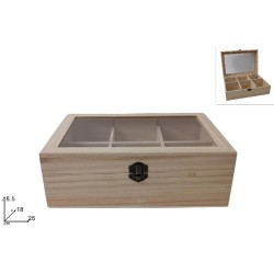 Cofanetto Legno Vetrina 26 x 18 x h 8,5 cm