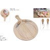 Tagliere Legno Tondo Cm 29.5 x 42 Con 2 Coltellini
