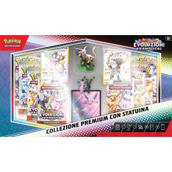 Pokémon: collezione premium con statuina dell’espansione Evoluzioni Prismatiche (due carte olografiche impresse in modo special