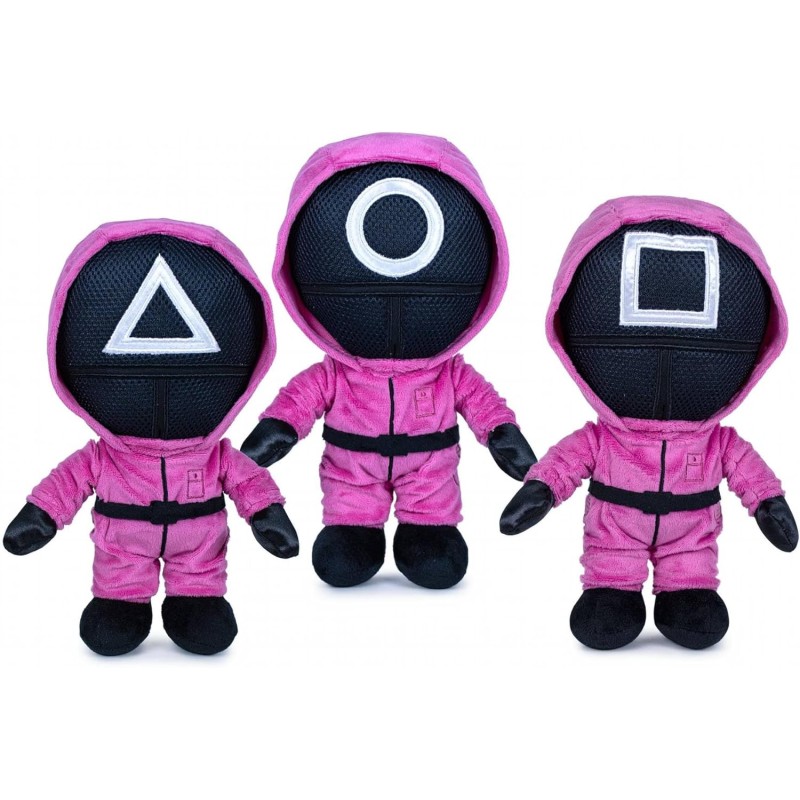 Grandi Giochi - Squid Game Peluche Guardie Assortiti 3 Modelli 28 cm- QUID02000, 1 pezzo