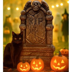 Widmann - Party Fashion - Lapide con teschio in bianco e nero, decorazione spaventosa per Halloween, 21067