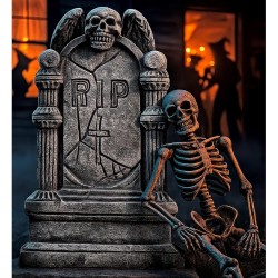 Widmann - Party Fashion - Lapide con teschio in bianco e nero, decorazione spaventosa per Halloween, 21067