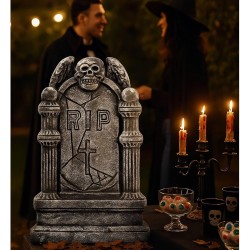 Widmann - Party Fashion - Lapide con teschio in bianco e nero, decorazione spaventosa per Halloween, 21067