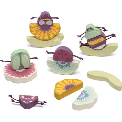 SEVI Mix & Match Fiori & Coleotteri (15 pz) giocattoli educativi in legno, giochi 2+ | Nature Botanical | modello 83137