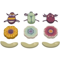 SEVI Mix & Match Fiori & Coleotteri (15 pz) giocattoli educativi in legno, giochi 2+ | Nature Botanical | modello 83137