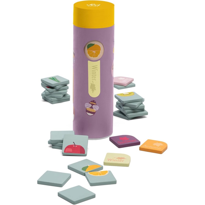SEVI Memory Vegetali e Stagioni (37 pz), giocattoli educativi in legno, giochi 2+ | Nature Botanical | modello 83140