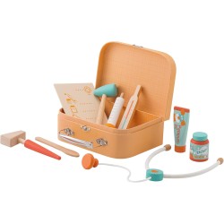 Set Dottore (9 pz) | Trudi by Sevi | Giochi in legno bambini. Kit medico pediatra per giocare. Valigetta pronto soccorso | 20x8
